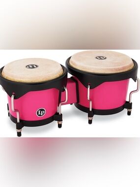LP Pink Bongo Drums with Case